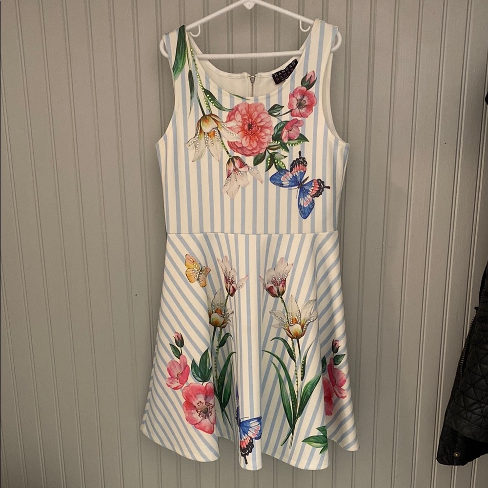 Hannah Banana Blue Striped Floral Dress